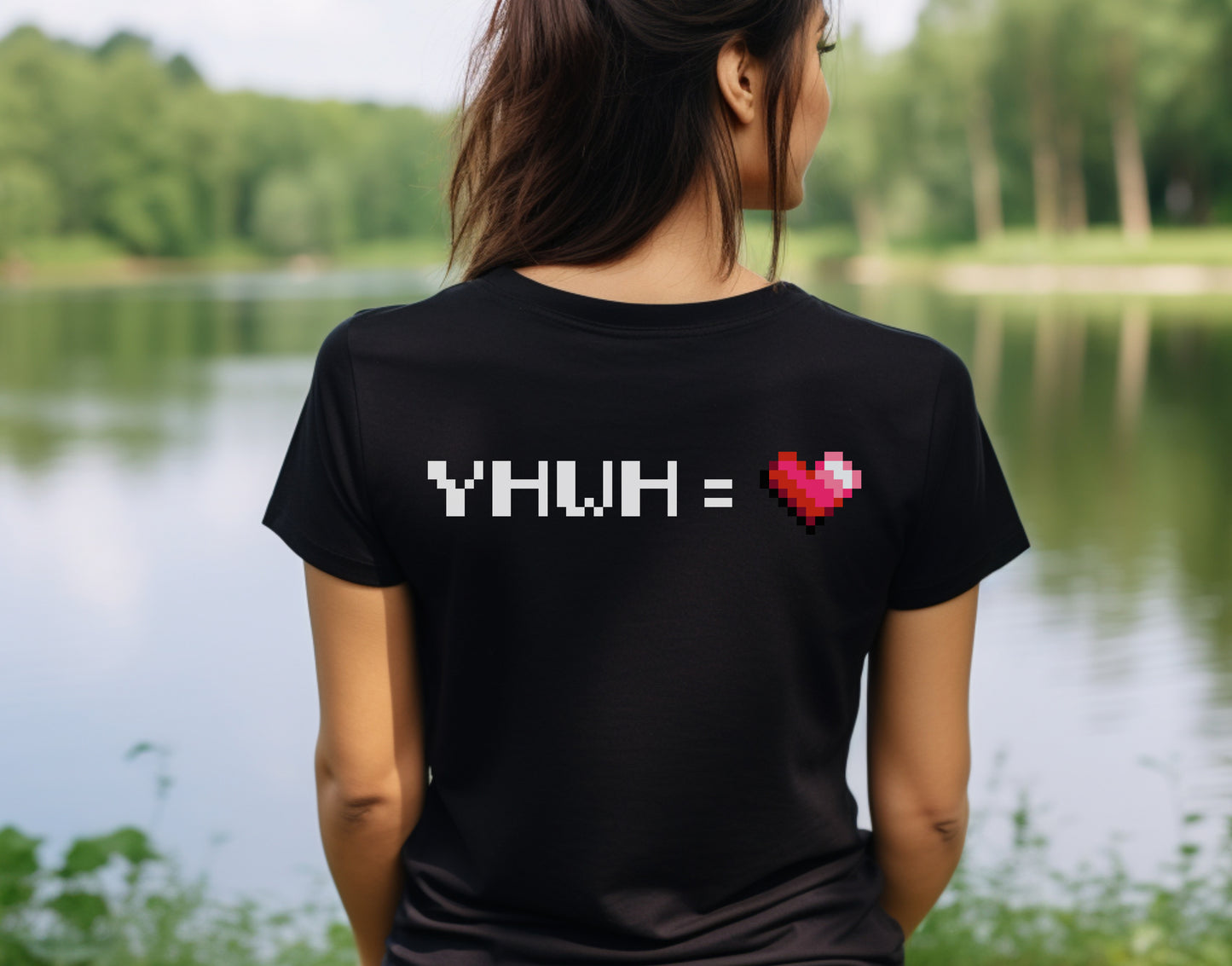 God is Love Women's T-Shirt (Hebrew - Red) - HolyPixels