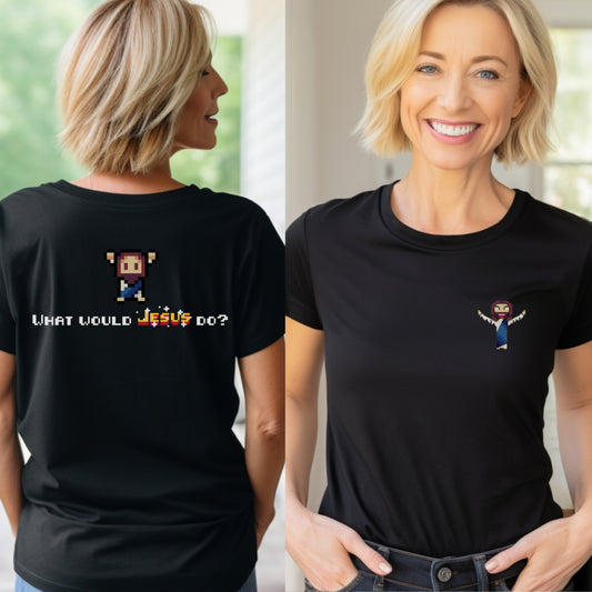 WWJD w/ Pixel Jesus Women's T-Shirt - HolyPixels